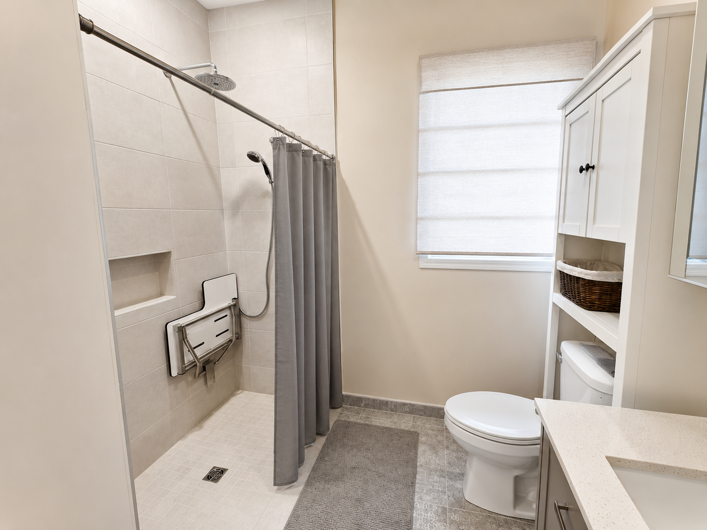Finished bathroom inside a backyard suite