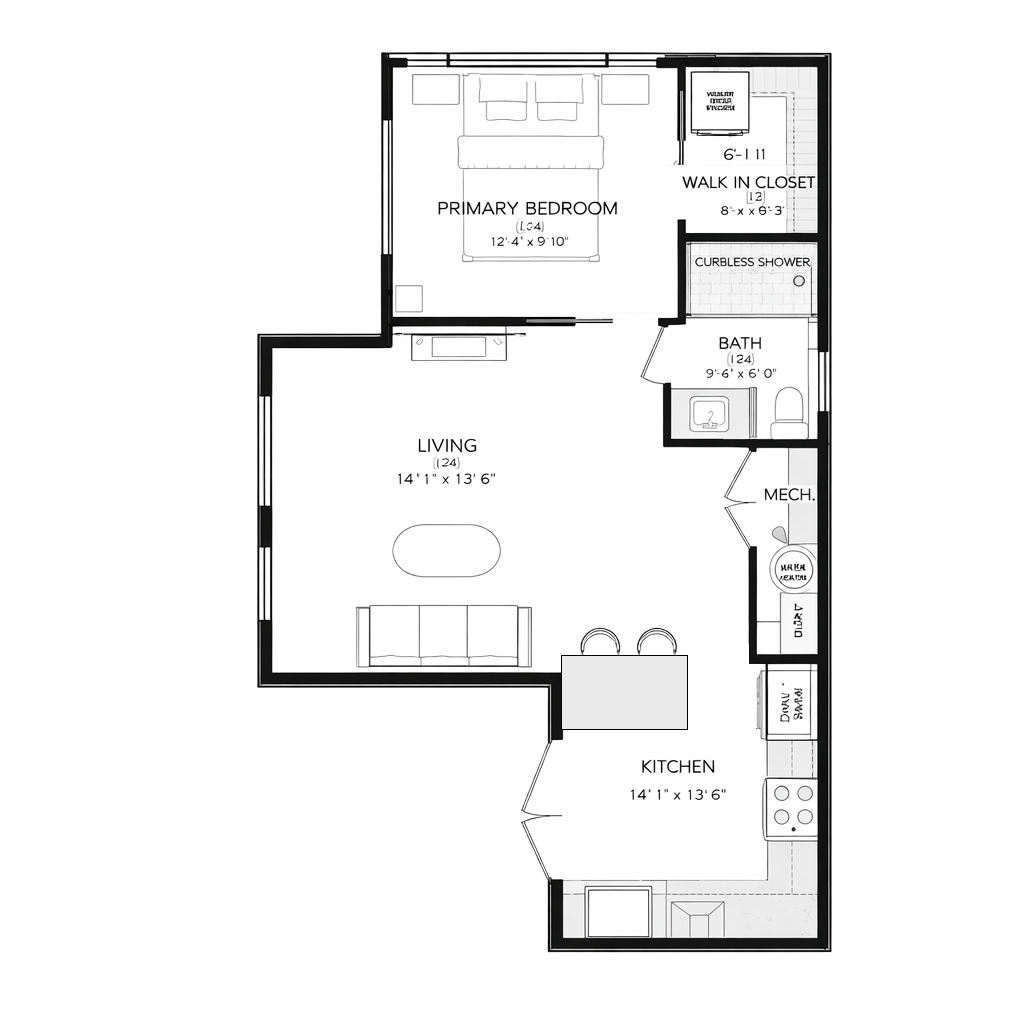 Plan ouvert une chambre pour une suite secondaire